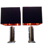 Pair of Maison Charles style french chrome lamps
