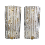 LARGE ORREFORS GLASS AND BRASS WALL SCONCES