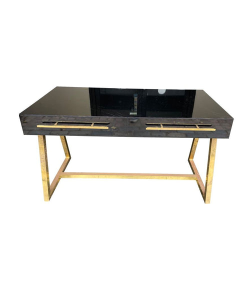 Mid Century Desk Italian Black lacquer and brass - Vintage Desk - Mid Century Desk   - black desk - Ed Butcher Antiques - AntIque Shop London