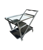 A black lacquer bar trolley  with two removable serving trays dating from the 1950s by Ico Parisi - Mid Century Furniture - Ed Butcher - Antique Shop London