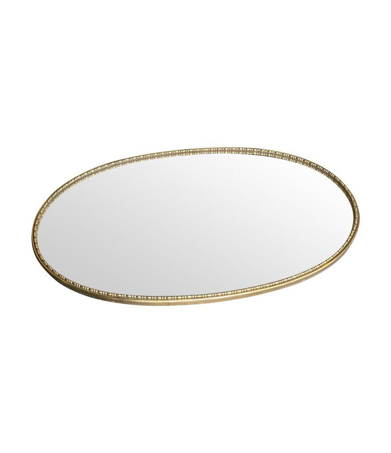 Mid Century Mirror Italian brass framed oval mirror with beaded edge - Mid Century Mirrors