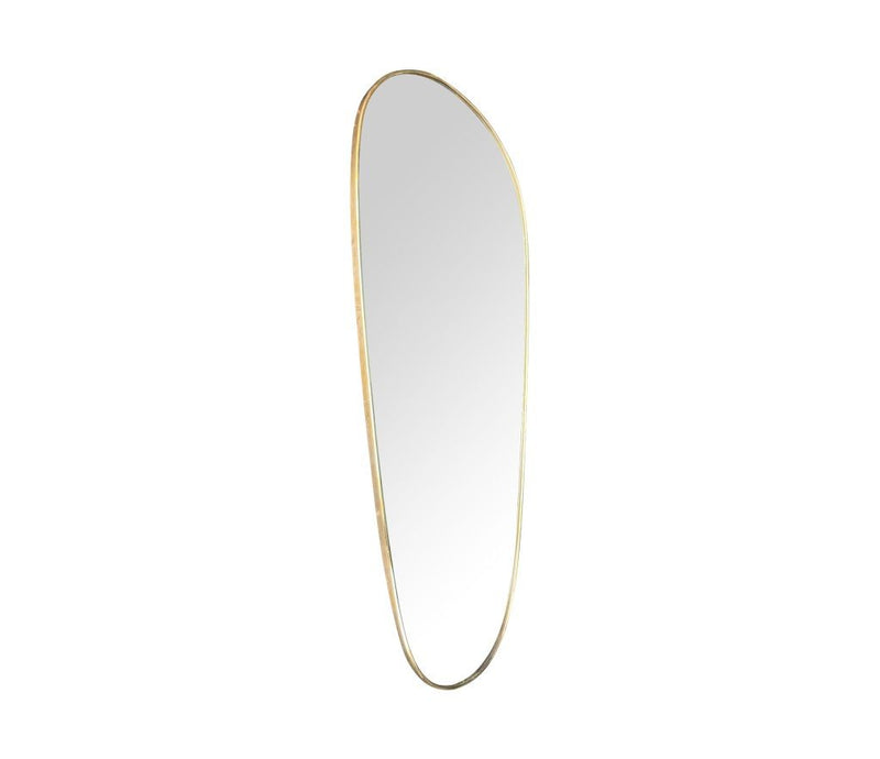 An orignal 1950s Italian shield mirror with lovely oval shaped brass frame and orignal plate