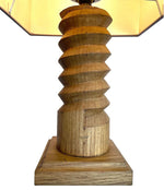 Mid Century Lighting - 1940s Table Lamp - Charles Dudouyt - carved Oak - Ed Butcher Antique Shop London