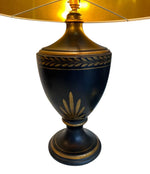 Mid century table lamps black ceramic gilt painted in a classical style - Mid Century Lighting - 1970's table lamps