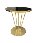 Italian brass and black glass circular side tables - Mid Century Side Tables - Mid Century Furniture - Vintage Side Tables - Ed Butcher Antiques - Antique Shop london 