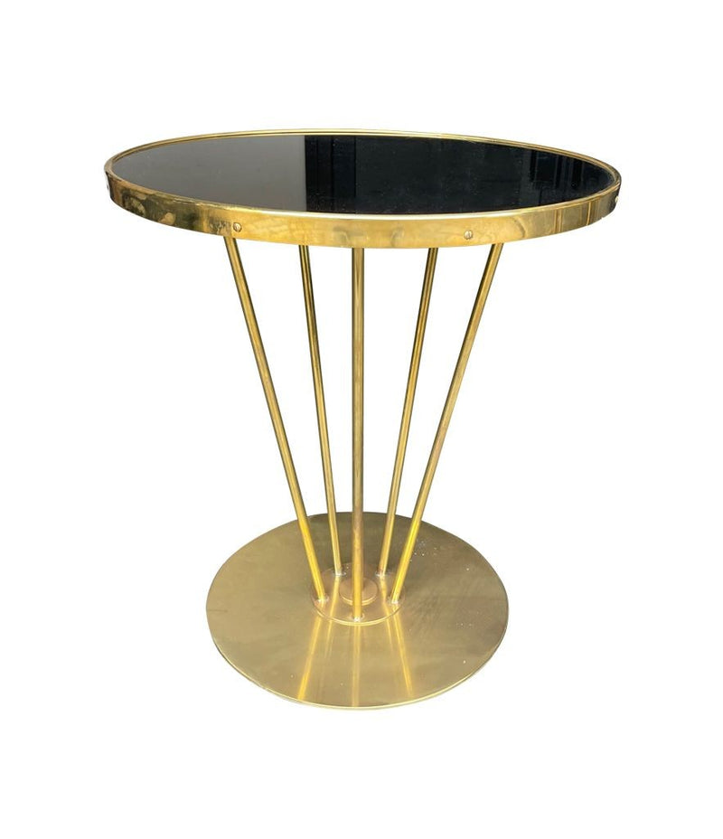 Italian brass and black glass circular side tables - Mid Century Side Tables - Mid Century Furniture - Vintage Side Tables - Ed Butcher Antiques - Antique Shop london 