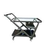 A black lacquer bar trolley  with two removable serving trays dating from the 1950s by Ico Parisi - Mid Century Furniture - Ed Butcher - Antique Shop London