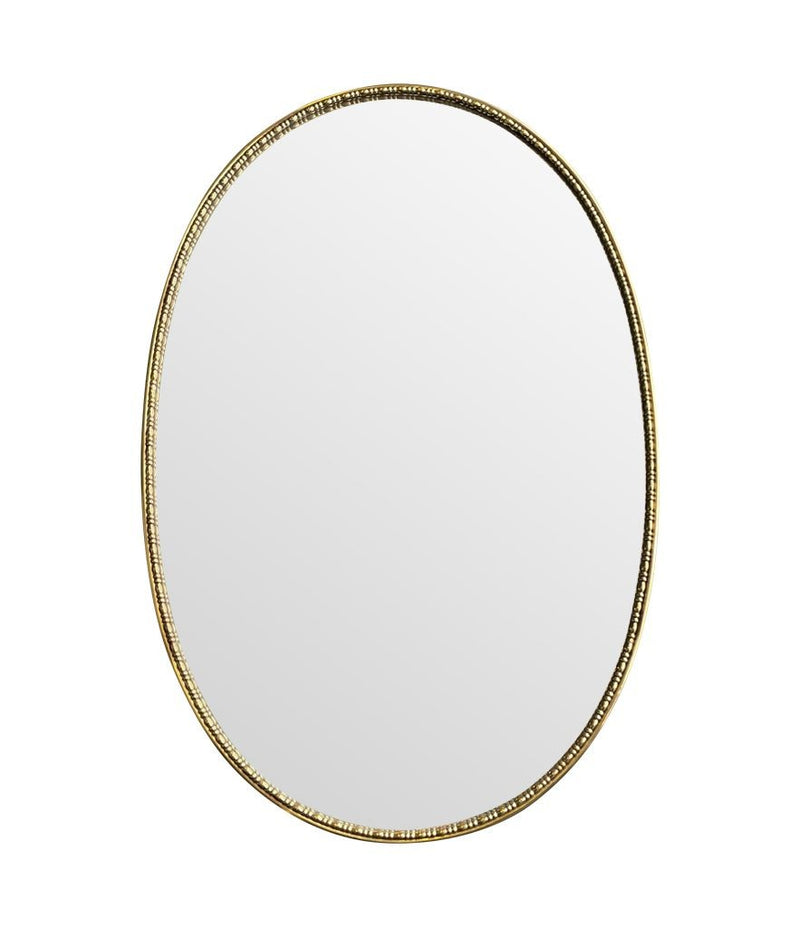 Mid Century Mirror Italian brass framed oval mirror with beaded edge - Mid Century Mirrors