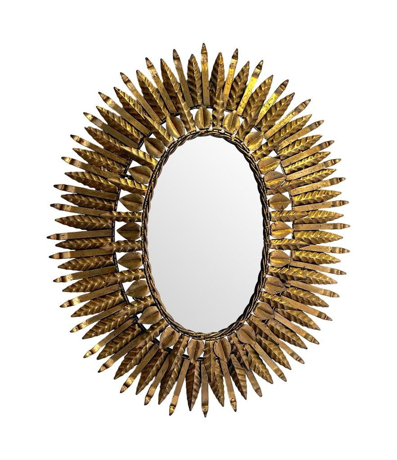 A 1950s Spanish oval wrought iron back lit sunburst mirror - Mid Century Mirror - Ed Butcher Antiques Shop London