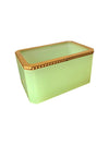 A green opaline jewellery box with gilt metal edging dating from the 1950s made by Murano