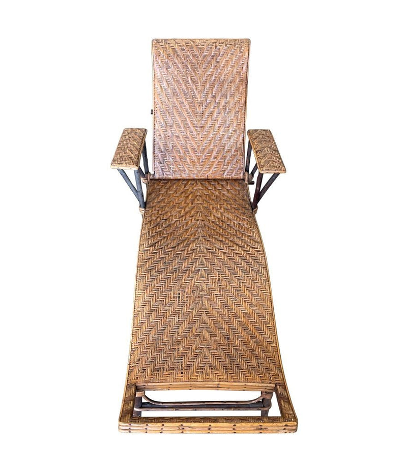 1920s French Riviera Rattan Bamboo Sun Lounger Art Deco