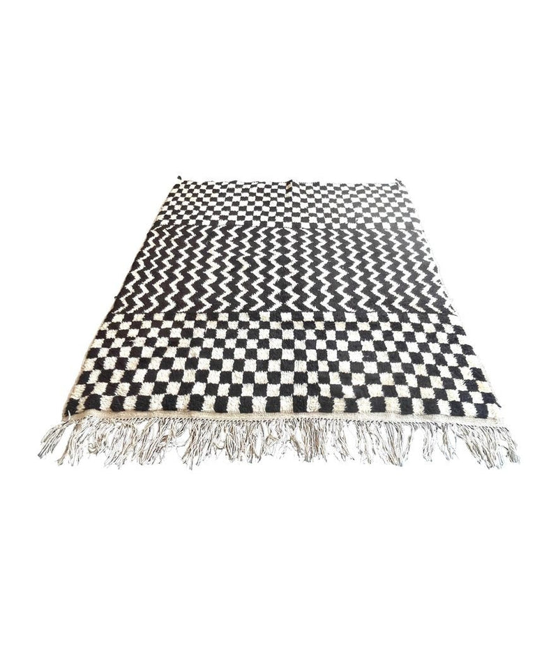 Vintage Moroccan Rug - 1970s - Beni Quarian Tribe - Berber Wool - Checkerboard - Antique Shop London