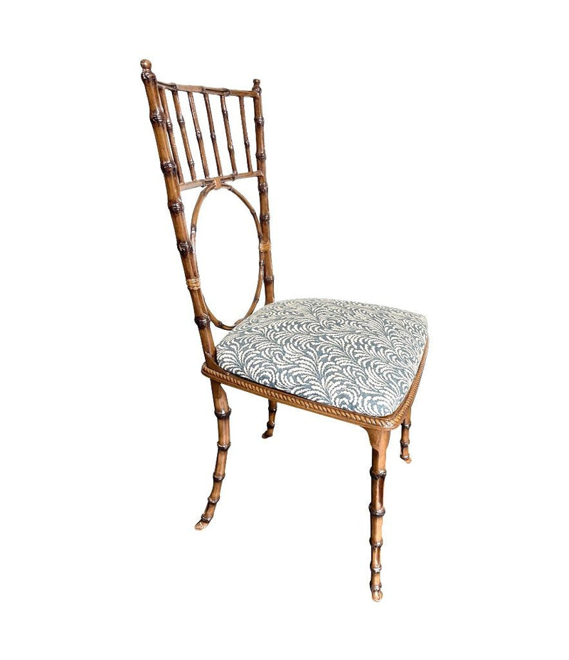1970s dining chair faux bamboo newly upholstered