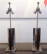 Pair of Maison Charles style french chrome lamps