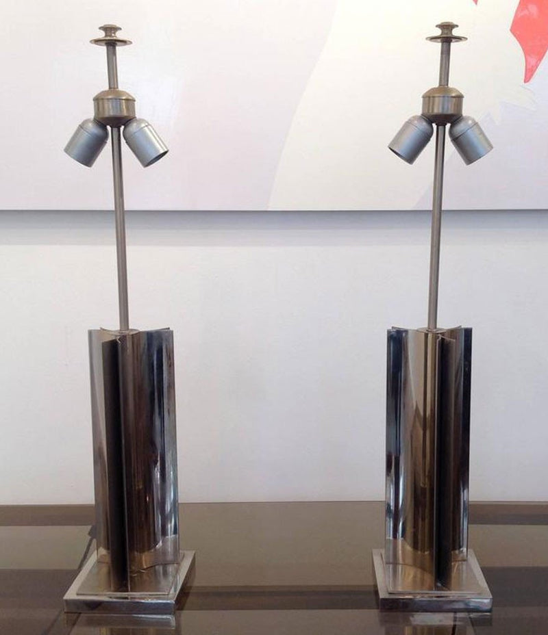 Pair of Maison Charles style french chrome lamps