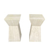A pair of interesting shaped Italian 1970s travertine pedestals / bedside tables