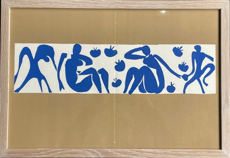 Matisse Femmes et Singes Lithograph blue painted cut outs Printed in 1954 by Mourlot Freres, Paris