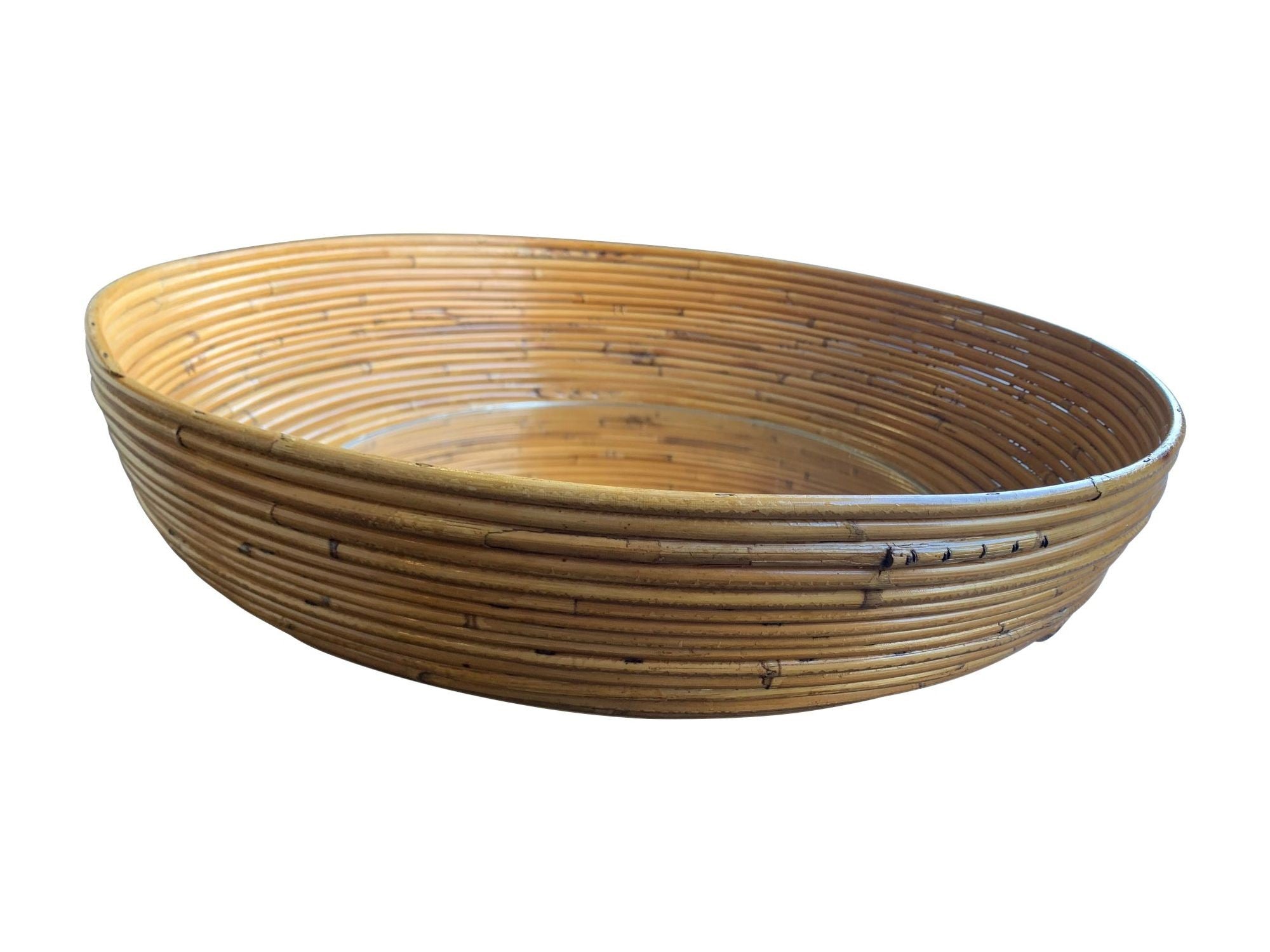 Mid Century Bamboo Mirror - Circular - Pencil Reed Bamboo – Ed Butcher