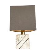 Mid century table lamp with travertine and brass base by Fratelli Manneli - Mid Century Lighting - 1970s table lamps