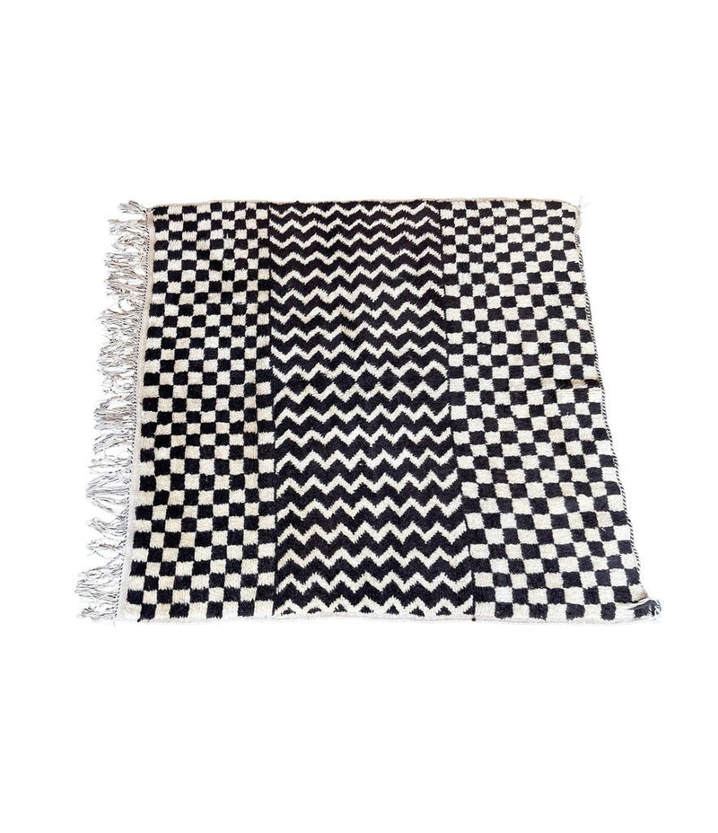 Vintage Moroccan Rug - 1970s - Beni Quarian Tribe - Berber Wool - Checkerboard - Antique Shop London