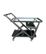 A black lacquer bar trolley  with two removable serving trays dating from the 1950s by Ico Parisi - Mid Century Furniture - Ed Butcher - Antique Shop London