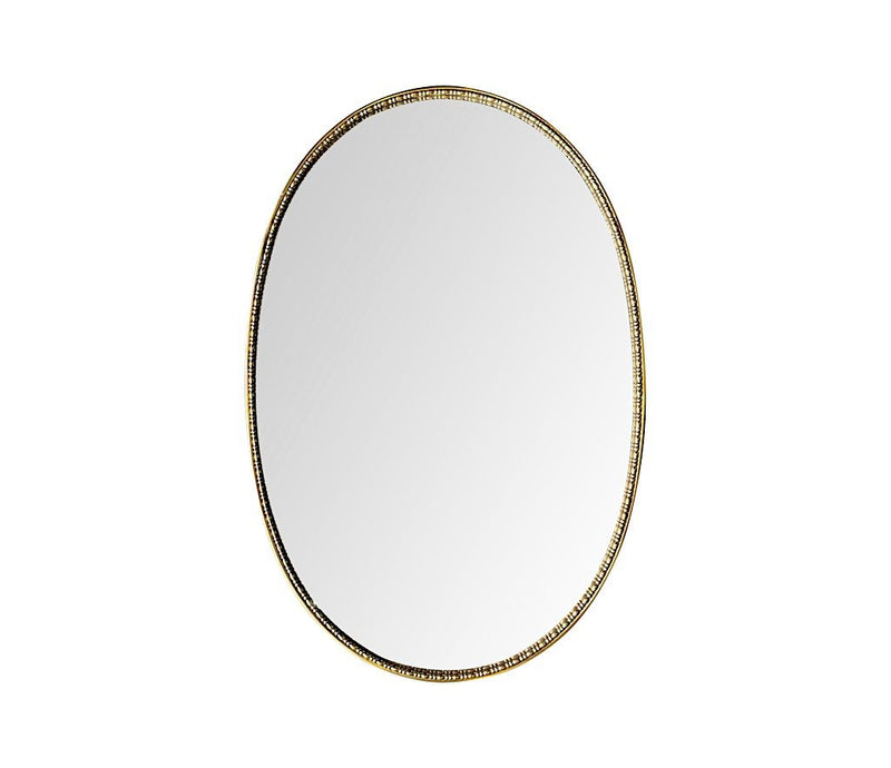 Mid Century Mirror Italian brass framed oval mirror with beaded edge - Mid Century Mirrors