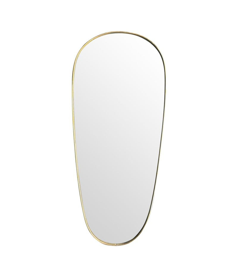 An orignal 1950s Italian shield mirror with lovely oval shaped brass frame and orignal plate