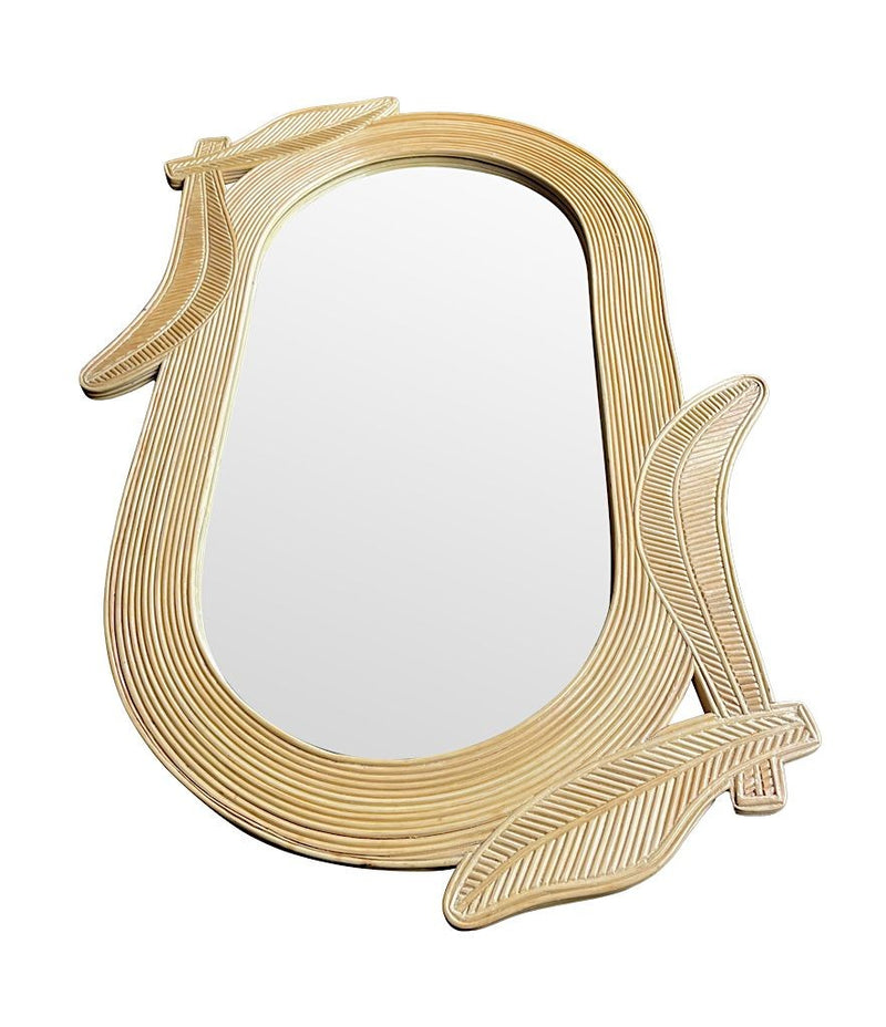 1970s Oval Pencil Reed Bamboo Mirror - Vivai Del Sud - Mid Century Mirrors - Ed Butcher Antiques
