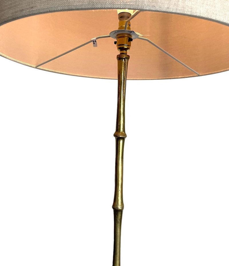 Orignal Maison Bagues Faux Bamboo Brass Floor Lamp - Mid Century