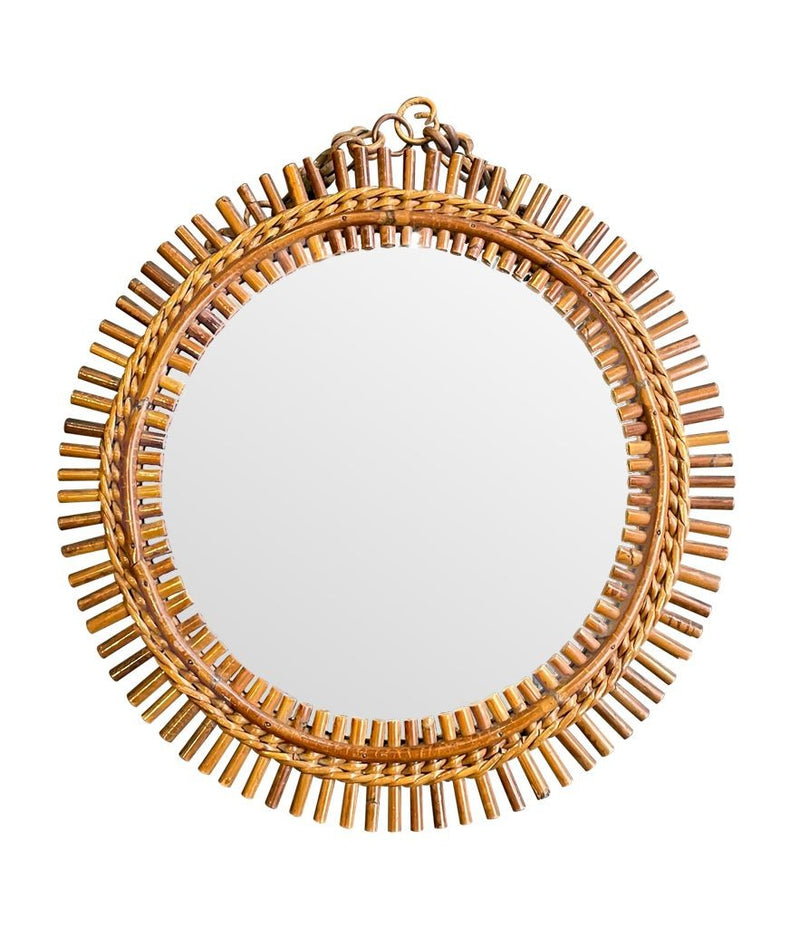 1970s Italian Circular Bamboo Mirror - Mid Century Mirrors - Ed Butcher Antiques