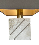 Mid century table lamp with travertine and brass base by Fratelli Manneli - Mid Century Lighting - 1970s table lamps