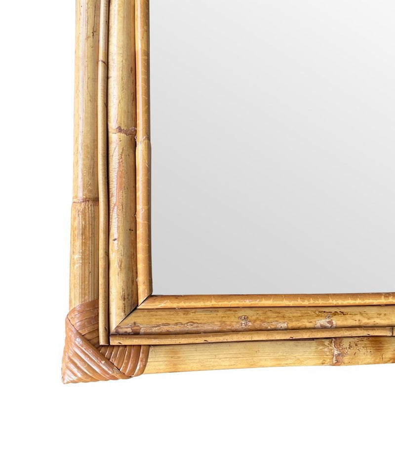 Vintage Bamboo Mirror - Mid Century Mirror - French - 1970s - Ed Butcher - Antique Shop London