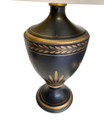 Mid century table lamps black ceramic gilt painted in a classical style - Mid Century Lighting - 1970's table lamps