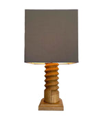 Mid Century Lighting - 1940s Table Lamp - Charles Dudouyt - carved Oak - Ed Butcher Antique Shop London