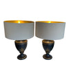 Mid century table lamps black ceramic gilt painted in a classical style - Mid Century Lighting - 1970's table lamps