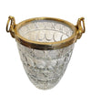 A 1960S GLASS AND GILT METAL CHAMPAGNE BUCKET WITH RAM HEAD HANDLES