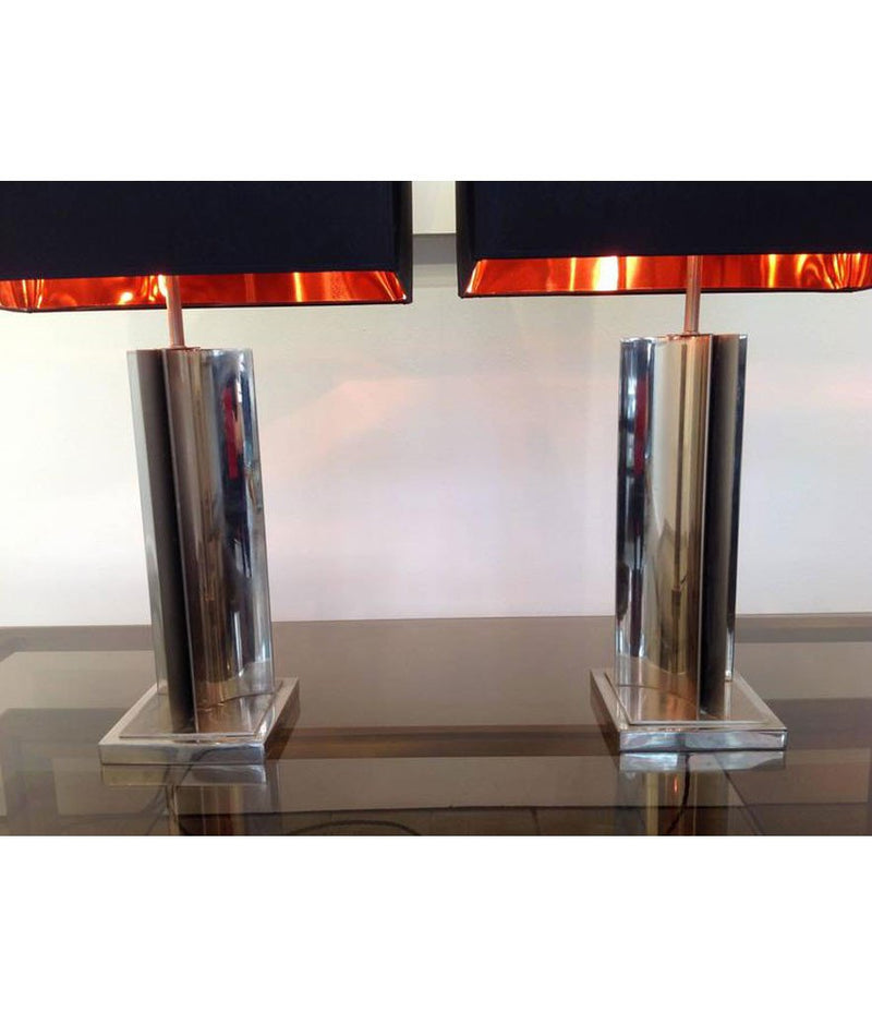 Pair of Maison Charles style french chrome lamps
