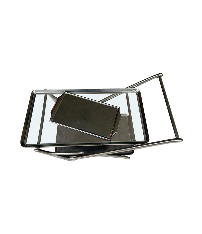 A black lacquer bar trolley  with two removable serving trays dating from the 1950s by Ico Parisi - Mid Century Furniture - Ed Butcher - Antique Shop London