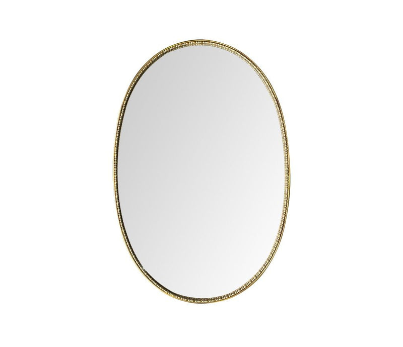 Mid Century Mirror Italian brass framed oval mirror with beaded edge - Mid Century Mirrors