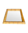 A large square mirror with a thick bamboo frame