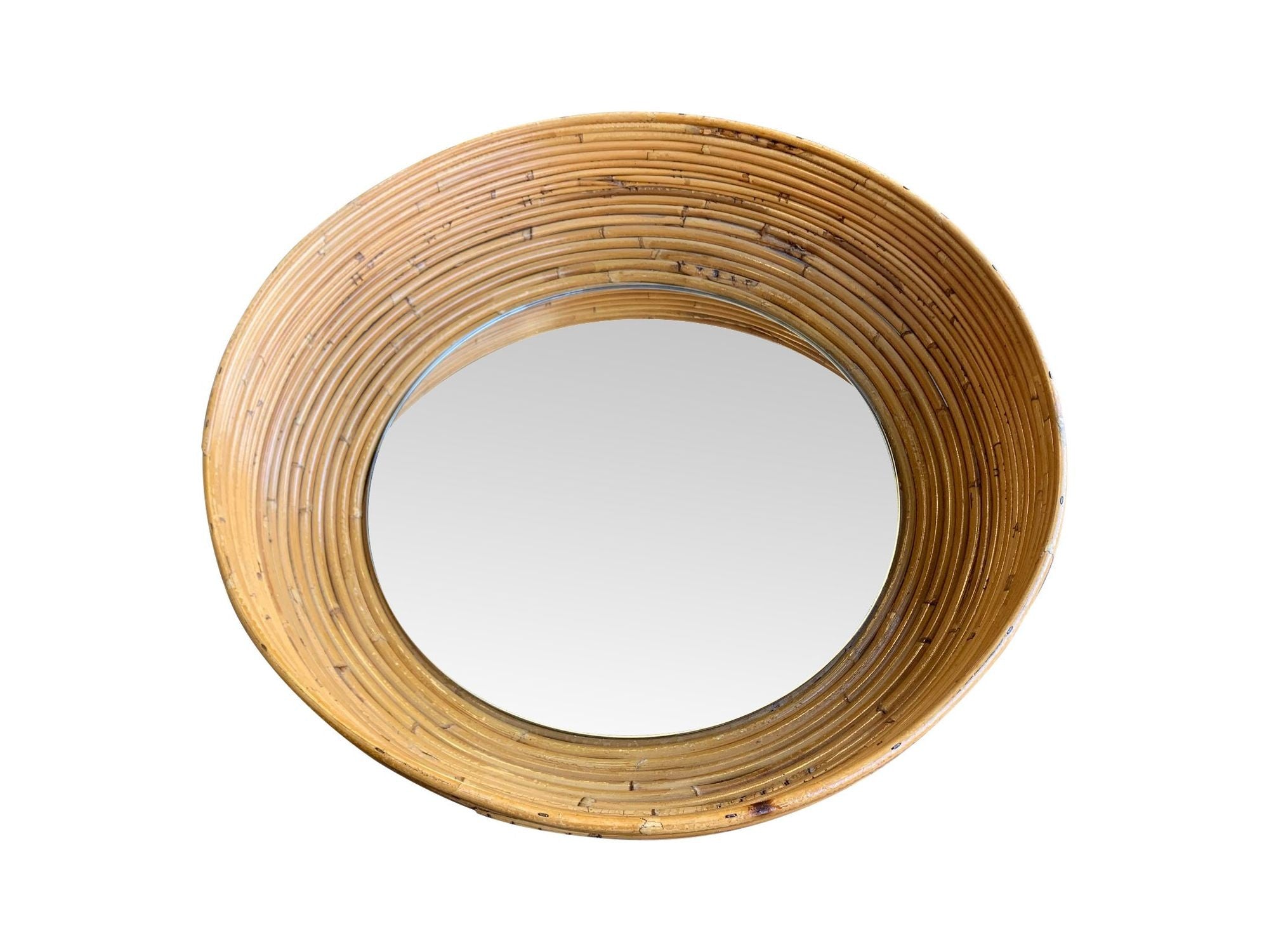 Circular Reeds Mid Century Bamboo Mirror - Circular - Pencil Reed Bamboo – Ed Butcher