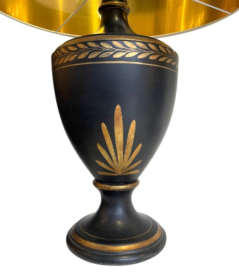 Mid century table lamps black ceramic gilt painted in a classical style - Mid Century Lighting - 1970's table lamps