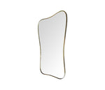 A large original 1950s Italian curved brass framed mirror with original plate