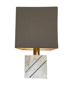 Mid century table lamp with travertine and brass base by Fratelli Manneli - Mid Century Lighting - 1970s table lamps