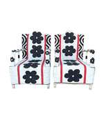 Pair of Yoruba beaded armchairs inttricately beaded in black, red and white beads - Mid Century Furniture - Ed Butcher - Antiques Shop London