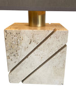 Mid century table lamp with travertine and brass base by Fratelli Manneli - Mid Century Lighting - 1970s table lamps