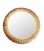 A BEAUTIFUL EMIL STEJNAR BACK LIT MIRROR WITH GLASS FLOWERS SURROUND