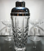 A CRYSTAL AND SILVER PLATE ITALIAN COCKTIAL SHAKER