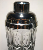 A CRYSTAL AND SILVER PLATE ITALIAN COCKTIAL SHAKER