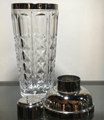 A CRYSTAL AND SILVER PLATE ITALIAN COCKTIAL SHAKER